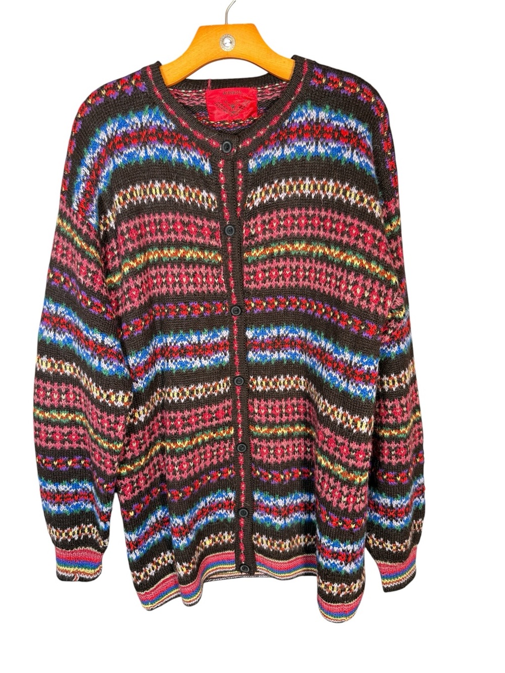 Minkha 100% Alpaca Cardigan Fair Isle Cardigan Nordic Colorful Warm Long